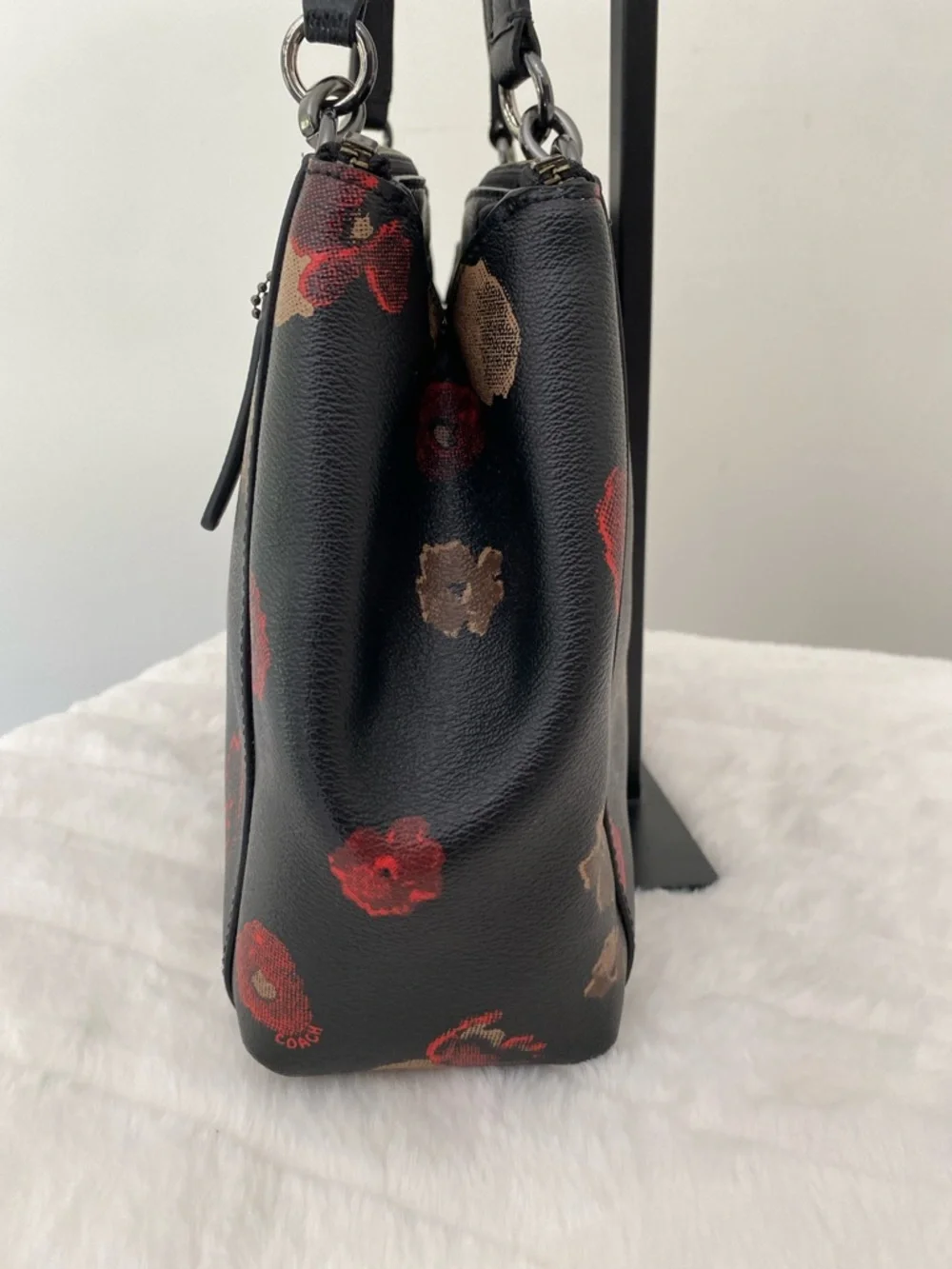 Coach Black Flower Print Mini Christie Carryall Satchel - Picture 4 of 16